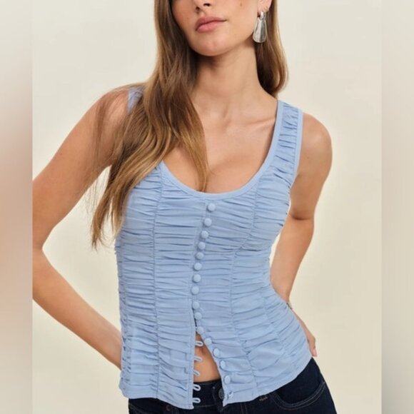 NWT Reformation Archer Top Ice Water Light Blue | US 0 UK 4 - Picture 1 of 13